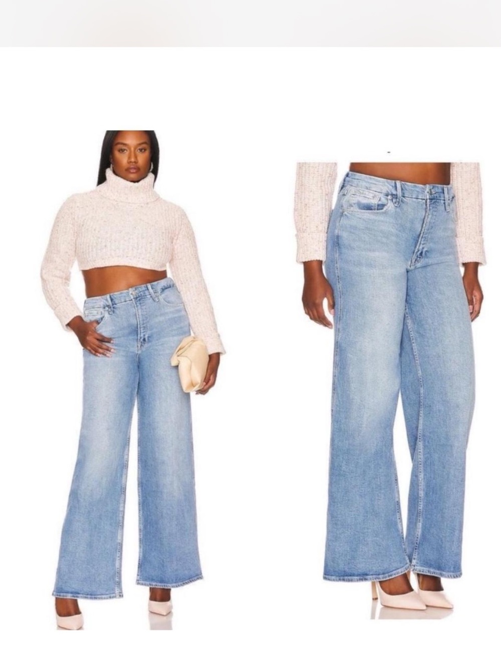 Good American palazzo stacked jeans in indigo 135 size 4/27